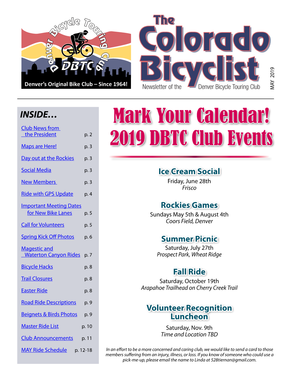 Mark Your Calendar! 2019 DBTC Club Events