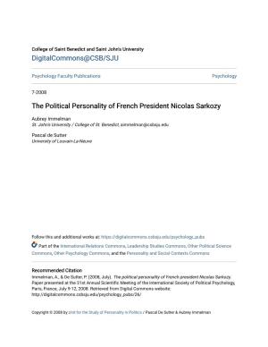 The Political Personality of French President Nicolas Sarkozy