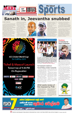 Sanath In, Jeevantha Snubbed
