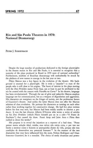 SPRING 1972 67 Rio and São Paulo Theatres in 1970: National Dramaturgy