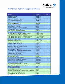 PPO Select Narrow Hospital Network