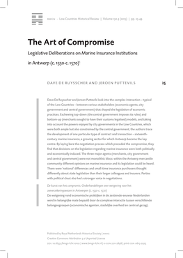 The Art of Compromise Legislative Deliberations on Marine Insurance Institutions in Antwerp (C