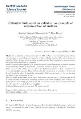 Extended Finite Operator Calculus