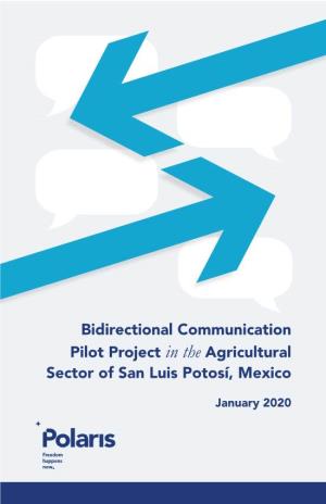 Bidirectional Communication Pilot Project in the Agricultural Sector of San Luis Potosí, Mexico
