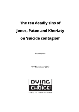 The Ten Deadly Sins of Jones, Paton and Kheriaty on 'Suicide Contagion'