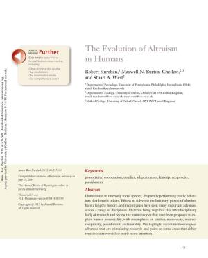 The Evolution of Altruism in Humans