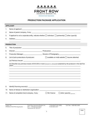 Production Package Application