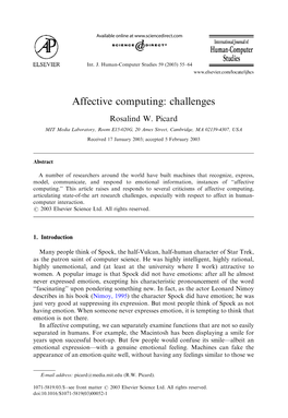 Affective Computing: Challenges