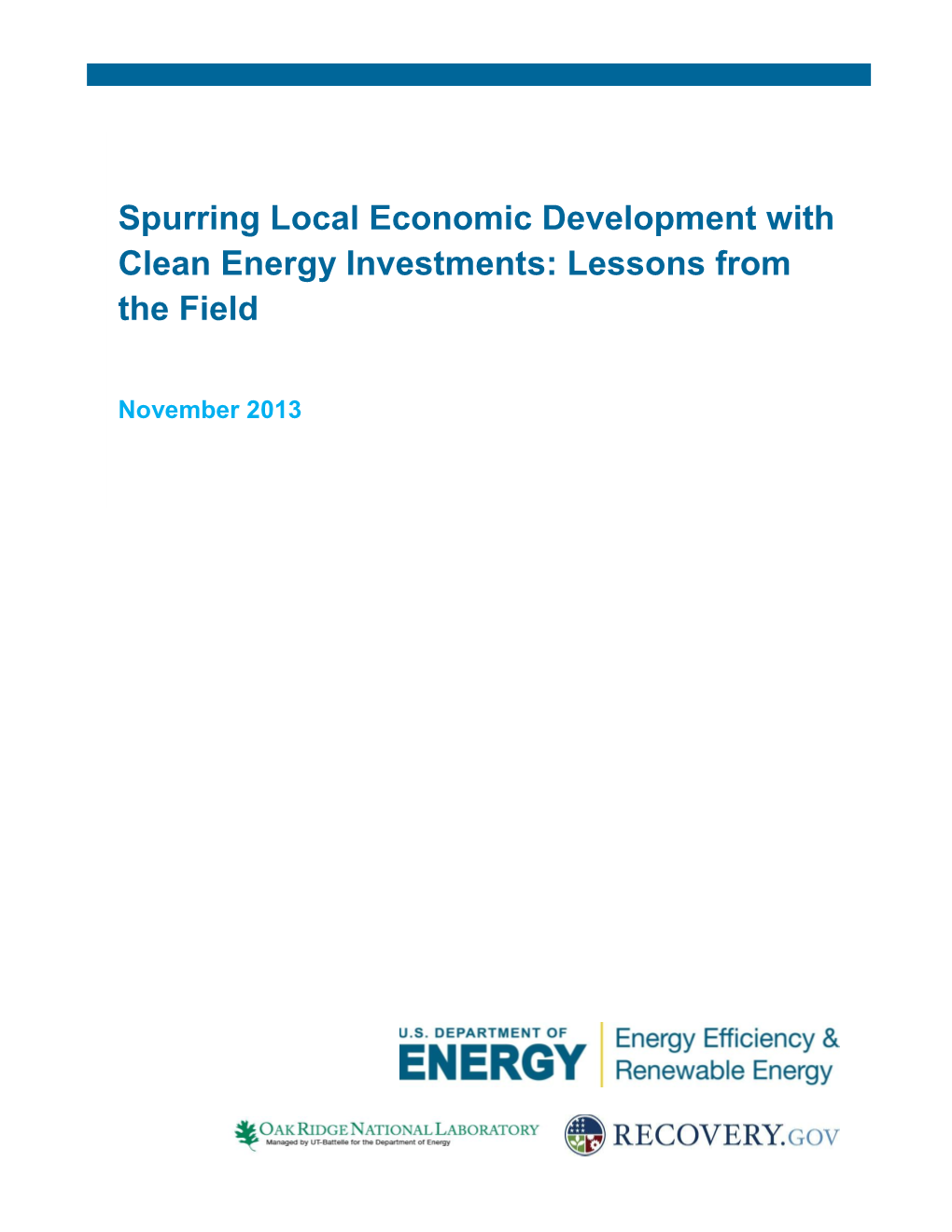 Spurring Local Economic Development with Clean Energy Investments: Lessons from the Field