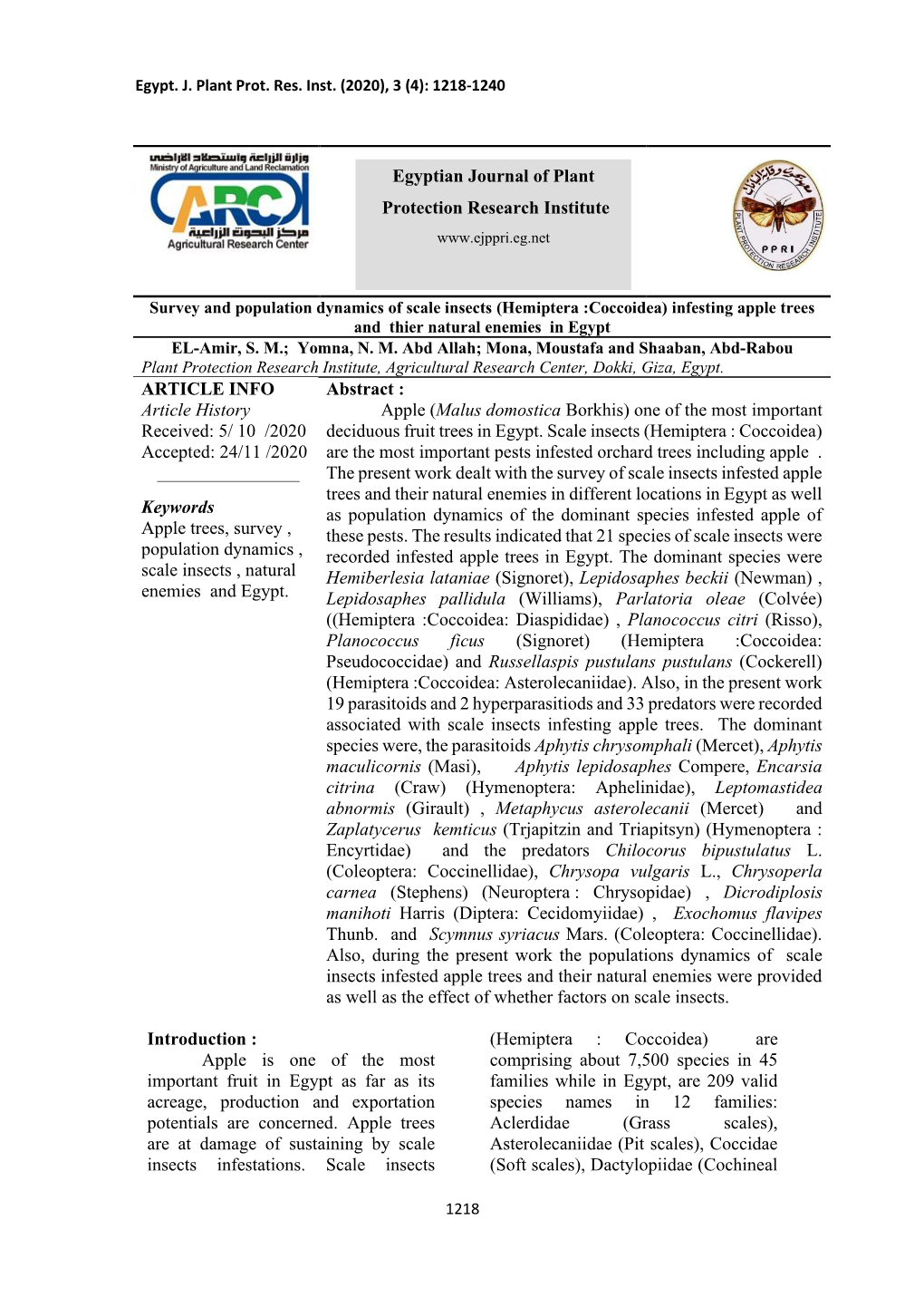 (Malus Domostica Borkhis) One of the -..::Egyptian Journal of Plant