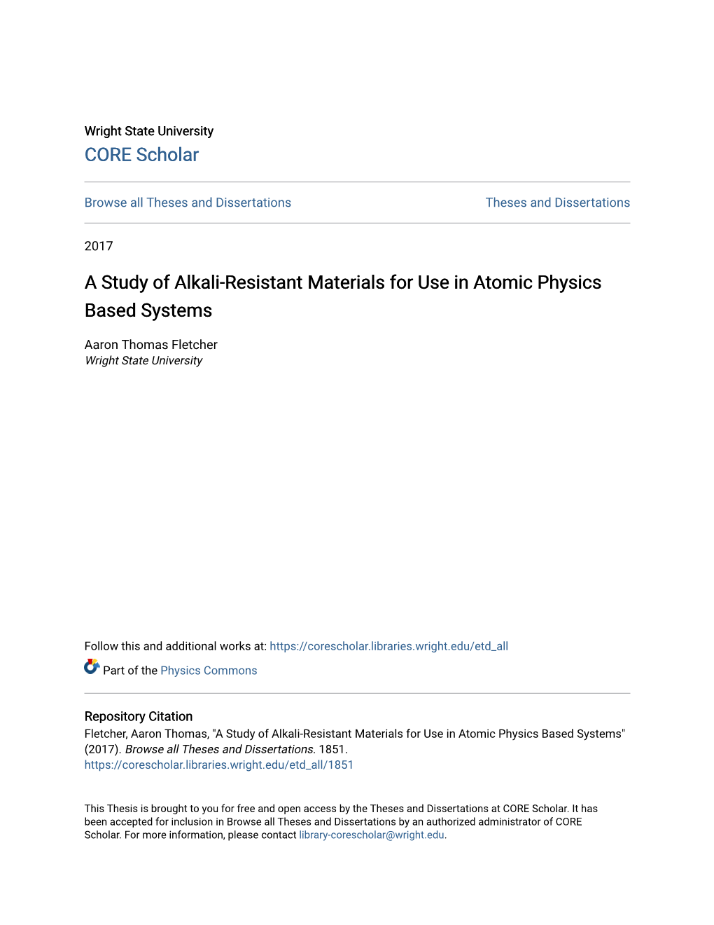 A Study of Alkali-Resistant Materials for Use in Atomic Physics Based Systems