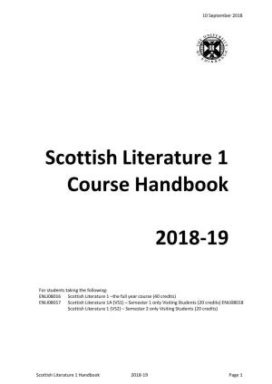 Scottish Literature 1 Course Handbook 2018-19