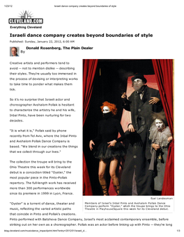 Israeli Dance Compan Creates Be Ond Boundaries of St Le