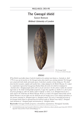 The Gweagal Shield SARAH KEENAN Birkbeck University of London