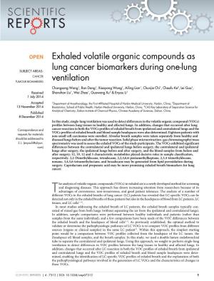 Exhaled Volatile Organic Compounds As Lung Cancer Biomarkers During