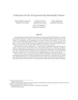 Calibration for the (Computationally-Identiﬁable) Masses