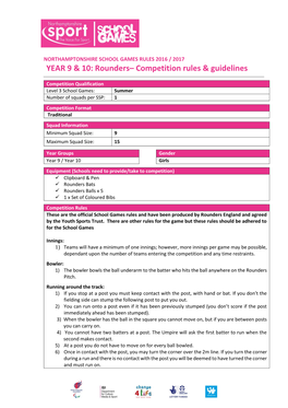 Rounders– Competition Rules & Guidelines
