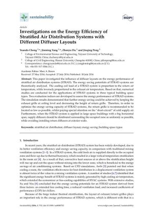 Investigations on the Energy Efficiency of Stratified Air Distribution Systems with Different Diffuser Layouts