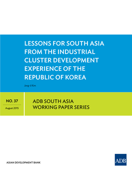 Lessons for South Asia from Industrial Cluster Development Expense Of