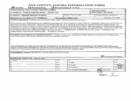 Nye County Agenda Information Form