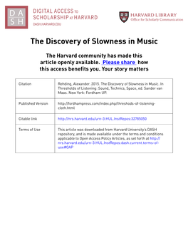 The Discovery of Slowness in Music