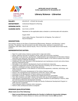 Library Science - Librarian