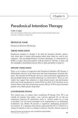 Paradoxical Intention Therapy Colin A