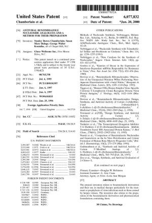 United States Patent (19) 11 Patent Number: 6,077,832 Chamberlain Et Al