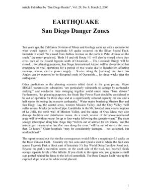 EARTHQUAKE San Diego Danger Zones