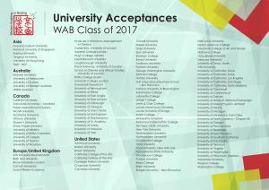 University Acceptances WAB Class of 2017