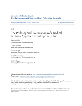 The Philosophical Foundations of a Radical Austrian Approach to Entrepreneurship