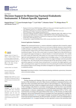 Decision Support for Removing Fractured Endodontic Instruments: a Patient-Speciﬁc Approach