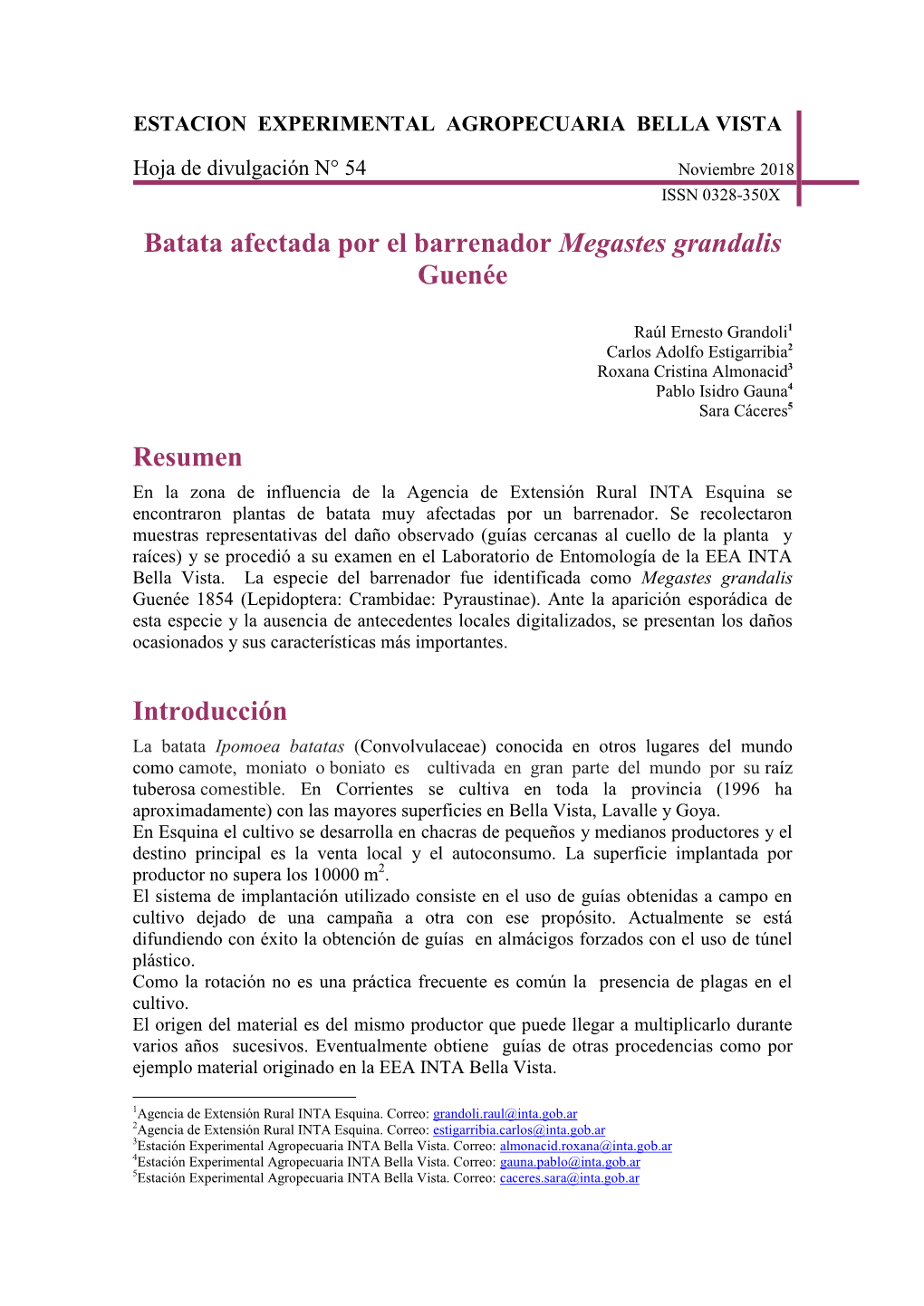 Informe Citrícola De La Provincia De Corrientes