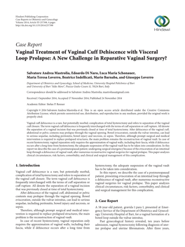 Vaginal Treatment of Vaginal Cuff Dehiscence with Visceral Loop Prolapse: a New Challenge in Reparative Vaginal Surgery?