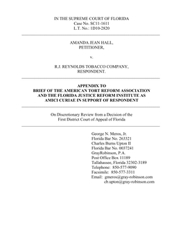 SC11-1611 Appendix to Amici Curiae Brief (American Tort Reform