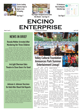 ENCINO ENTERPRISE Volume 2, Issue 25 a Compendious Source of Information April 15, 2021
