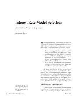 Interest Rate Model Selection
