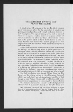 Transcendent Divinity and Process Philosophy