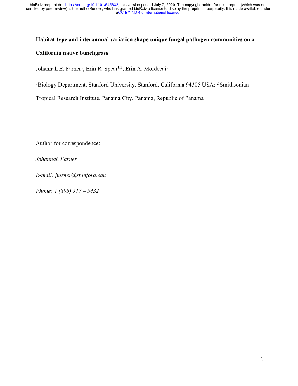 Habitat Type and Interannual Variation Shape Unique Fungal Pathogen Communities on A