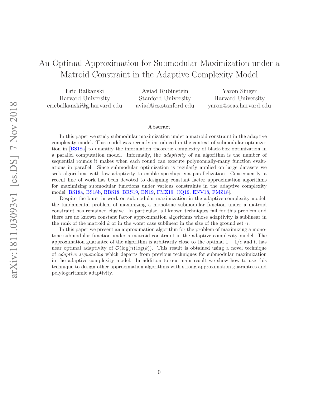 An Optimal Approximation for Submodular Maximization Under A