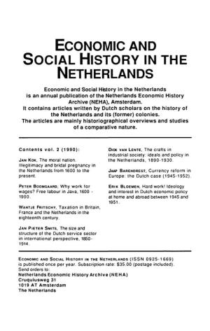 Economic and Social History in the Netherlands