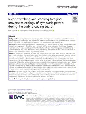 Niche Switching and Leapfrog Foraging: Movement Ecology of Sympatric Petrels During the Early Breeding Season