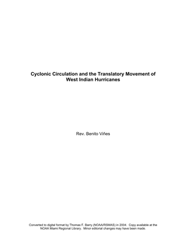 Cyclonic Circulation and the Translatory Movement of West Indian Hurricanes