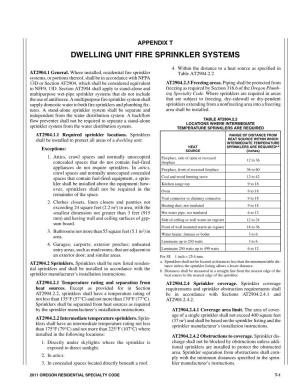 Dwelling Unit Fire Sprinkler Systems