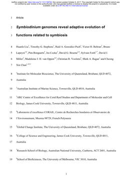 Symbiodinium Genomes Reveal Adaptive Evolution of Functions Related to Symbiosis