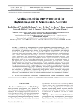 Application of the Survey Protocol for Chytridiomycosis to Queensland, Australia
