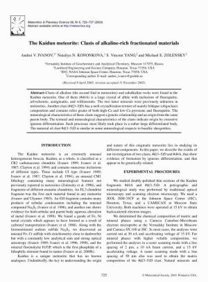 The Kaidun Meteorite: Clasts of Alkaline-Rich Fractionated Materials