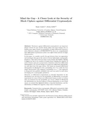 Mind the Gap - a Closer Look at the Security of Block Ciphers Against Diﬀerential Cryptanalysis
