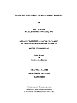 DESIGN and DEVELOPMENT of WIRELESS BABY MONITORS Eric