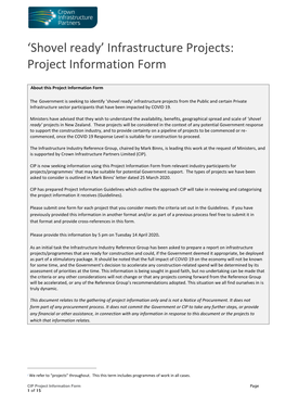 'Shovel Ready' Infrastructure Projects: Project Information Form